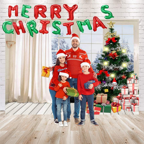 MERRY CHRISTMAS Balloons, Xmas Aluminum Foil Balloons Christmas Anniversary Party Supplies Decorations Home Party Decor, 16Inch -Red & Green(ribbo...
