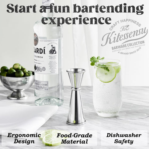 KITESSENSU Jigger for Bartending, Japanese Jigger 2 oz 1 oz with Measurements Inside, 18/8 Stainless Steel Cocktail Jiggers...