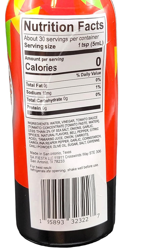 SA Fiesta Hot Sauce, A Perfect Balance of Heat and Flavor, Gourmet Hot Sauce, Versatility For All Kinds of Foods, Carolina Reaper Pepper Flavored ...