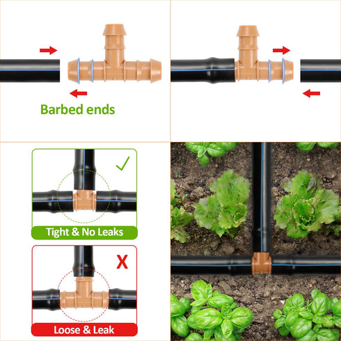 36 Pieces 1/2 Inch Drip Irrigation Fittings, 1/2 Inch Drip Tubing Connectors Includes 10 Couplings 8 Tees 6 Elbows 6 Plugs 4 Crosses 2 Shut Off Va...