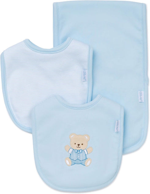 Little Me Baby Boy Newborn Bib and Burp set, Light Blue, One Size...
