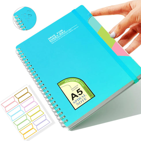 CAGIE Hardcover Spiral Notebook 5x7 Lined Journal Notebook 8mm Ruled 80 Sheets in Total, 1 Subject A5 Spiral Work Notebook for Study and Notes wit...