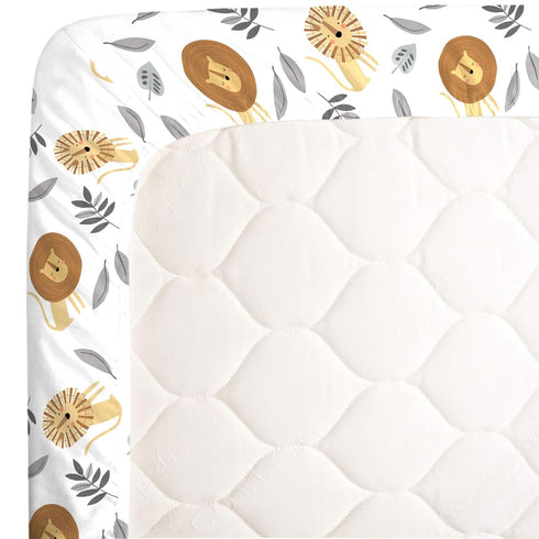 NoJo Lion Brown, Grey & Yellow Fitted Super Soft Crib Sheet, Brown, Grey, Yellow...