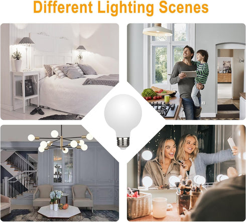 KGC LED Edison Globe Light Bulbs, Neutral White 4000K CRI 90, LED Filament Light Bulb, 5W Equivalent to 40W, G25(G80) Dimmable, Milky Glass, Bathr...