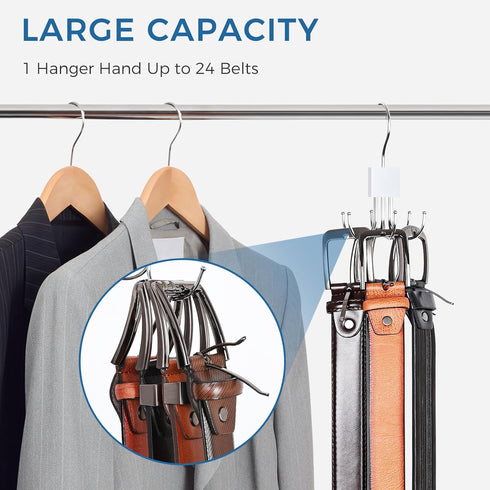 Belt Hanger, Belt Organizer for Closet 360° Rotatable Max 24 Belt Storage Space Saving Closet Organizers and Storage for Belt, Bra, Tank Top, Tie,...