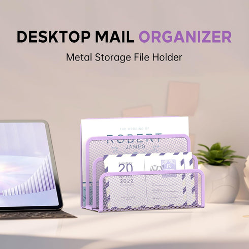 SUPEASY Mail Organizer, Desktop File Organizer Mesh Metal Mail Holder Countertop with 3-Slot, Letter Sorter File Holder, Office Envelope Organizer...