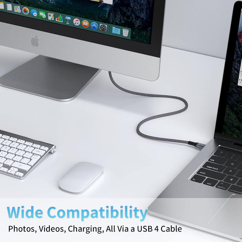Cable Compatible with Thunderbolt 4 Cable 1ft, USB4 Cable, with 40Gbps Data Transfer, PD100W Charging, Nylon Braided USB C to USB C Cable, Single ...