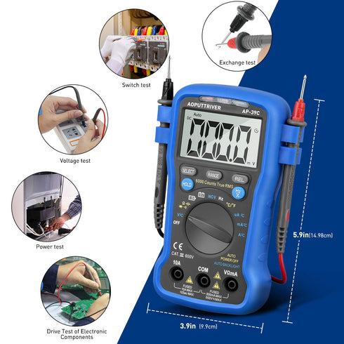 Smart Digital Multimeter, AC DC Voltage Current Meter 6000 Count, Auto Range Multi Tester for Volt Amp Ohm Continuity Cap Resistance Diode/hFE Tes...