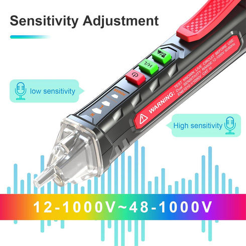 Voice broadcast voltage tester,Non Contact Voltage Tester,12V-1000V/48V-1000V Dual Range,electrical tester,Efficient Live/Hot Wire Tester,Wire Bre...