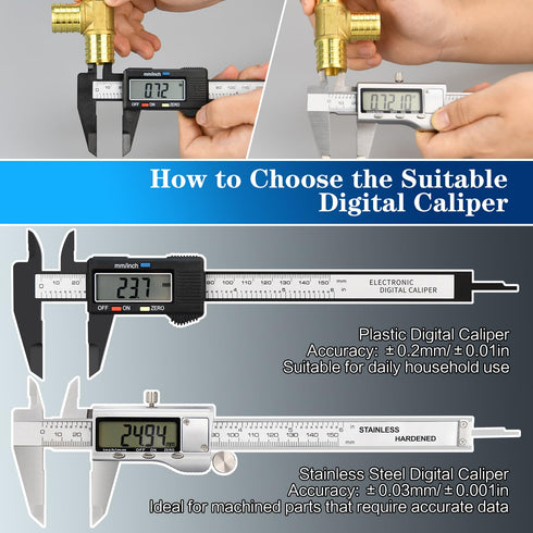 Digital Caliper, 2 Pack 6in Electronic Digital Caliper Measuring Tool, Construction with LCD Screen, Easy Switch from Inch to Millimeter(2 Pack, 6...