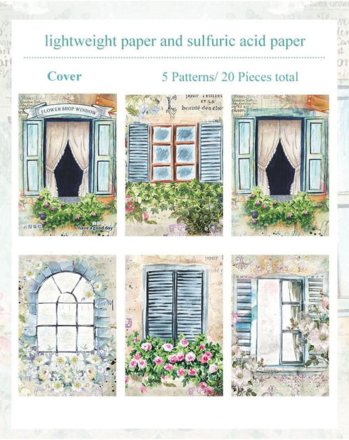 MAFELOE Scrapbook Supplies 6 Packs, 20 Pieces Each, Junk Journal Kit Decoupage Paper Scrapbook Paper Materials-Door&Window Flower...