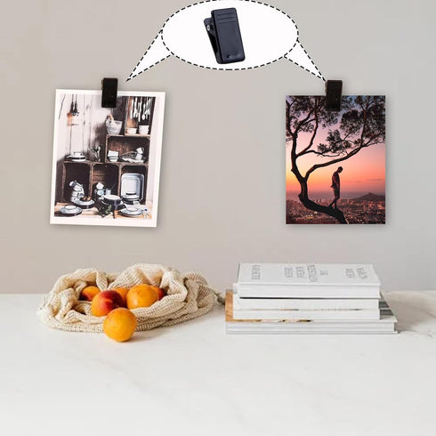 24Pcs Self Adhesive Clips, Wall Clips for Hanging, Photo Clips Plastic Spring Clips Hanging for Paper Tapestry Hangers Home and Office Christmas D...