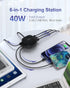 SUPERDANNY 6-Port USB Charger 8A, 40W Mini USB Charging Station, Charging Station for Multiple Devices, 4ft Cable, Compatible with iPhone, iPad, G...