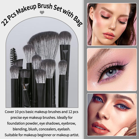 MAGEFY Makeup Brush Set, 22 Pcs Premium Synthetic Makeup Brushes Foundation Eyeshadow Brush Powder Blush Concealers Brush Set Travel Makeup Brushe...