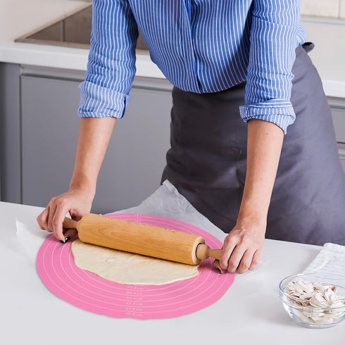 Silicone Baking Mat, Cake Mat Round Silicone Baking Mat Small Silicone Kneading Mat Pastry Baking Mat Round Silicone Mat with Size Measurement Spe...