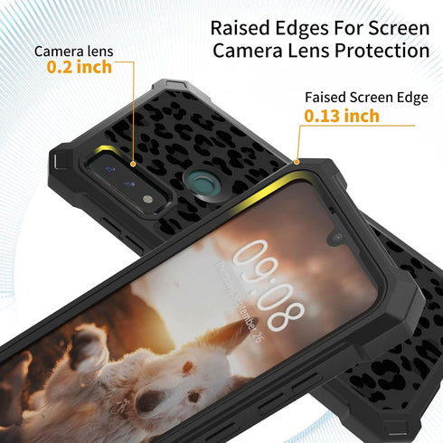 for AT&T Maestro 3 Phone Case with Screen Protector (Tempered Glass), Slim TPU Rugged Corners Bumper Cover for AT&T Maestro 3 (U626AA)-Black Leopa...