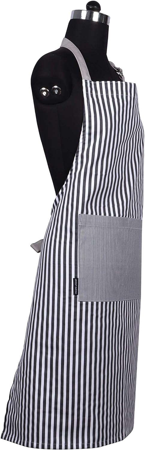 AMOUR INFINI Cotton Aprons for Women with Pockets Adjustable Strap and Waist Ties Printed Reusable Aprons for Baking, Cooking, Gardening (27.5 x 3...