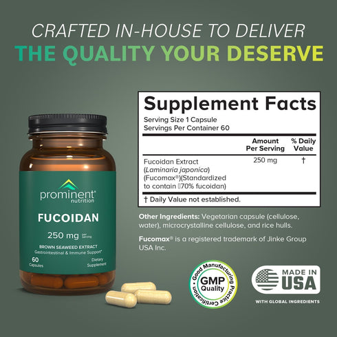 Fucoidan Gut Health & Immune Support Supplement – 250mg, 60 count – Premium Brown Seaweed Extract - Immune System & Digestion Supplement...