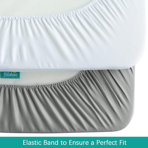 Biloban Pack and Play Sheets Waterproof 2 Pack Fitted, Compatible with Baby Graco Pack n Play/Playard and Other 38" X 26" Playpen Mattress, Grey &...