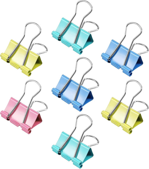 Binder Clips, 48pcs 1.25inch Colorful Tempered Steel Medium Binder Clips Paper Clamps Clips Office Supplies for Office, Home, School...