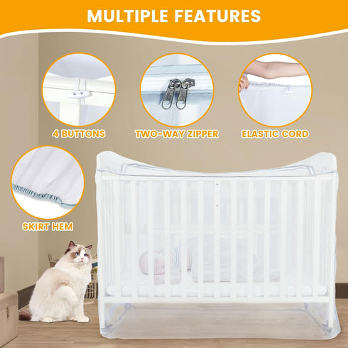 Orzbow Baby Crib Tent to Keep Baby from Climbing Out, Encrypted Mosquito Net for Crib, Crib Net with Two-Way Zippers, Durable and Breathable Mesh ...