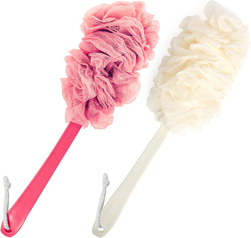 2Pack Back Scrubber for Shower?PIPUHA Loofah Sponge Shower Brush Using Body Exfoliating with Long Handle, Loofah on a Stick for Men Women, Bathing...