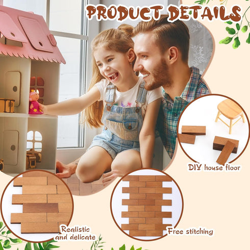 200 Pcs Miniature Dollhouse Flooring Mini Wooden Dollhouse Floor Boards 1 12 Scale Dollhouse Accessories Geometric Bamboo Doll House Furniture Woo...