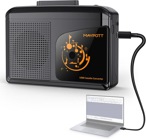 Portable Walkman Cassette Player Converter, Cassette to Digital Converter via USB, Compatible with PC/Laptops, Built-in Speaker&Headphone, Full St...