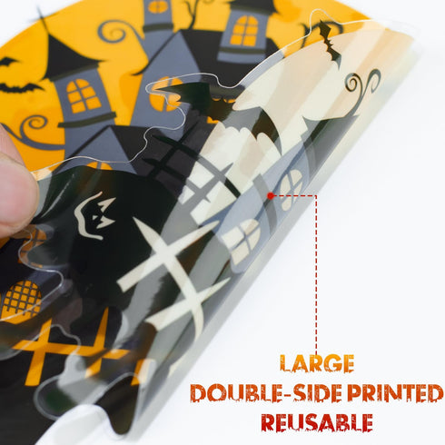 Halloween Window Clings, 6 Sheets Halloween Crows Bats Spiders Ghost Window Stickers Decorations for Glass Windows, Double-Side Removable Decals f...