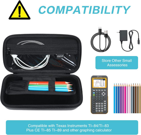 MOSISO EVA Hard Carrying Case Compatible with Texas Instruments TI-84/TI-83 Plus CE TI-85 TI-89 Graphing Calculator & Compatible with Casio fx-986...