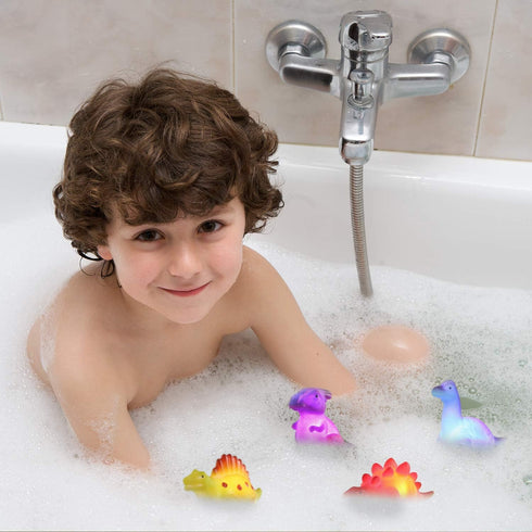 6 Packs Light-Up Floating dinosaur bath Toys set, for Baby Toddler nephew in birthday Christmas Easter , great water Bathtub shower Pool bath toy ...