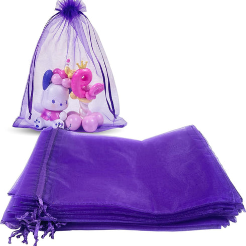 100PCS 6x9 Inches Organza Drawstring Pouches Jewelry Party Wedding Favor Gift Bags (6x9, Purple)...