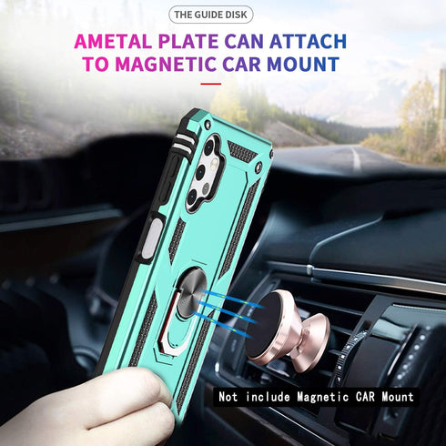LeYi Samsung Galaxy A32 5G Case, Mint Military-Grade Ring Holder Kickstand Phone Case with 2 Pack Tempered Glass Screen Protector (Not Fit 4G)...