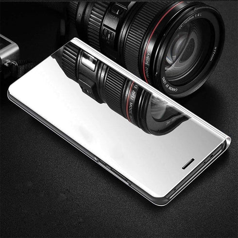 Case for Galaxy Note 20 Ultra - Slim Mirror Design - Clear View Flip Bookstyle - Ultra Slim Protecter Shell with Kickstand - Silver Mirror...