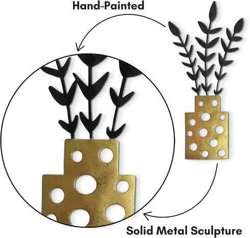 Americanflat Three Metal Plants Wall Décor Set - 6.25x10 Plants as Outdoor Metal Wall Art Decorations - Modern Style Wall Hanging Décor for Patio,...