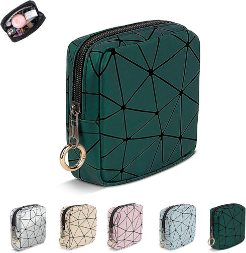 4.5" Small Makeup Bag for Women, Mini Cosmetics Bag for Purse, Portable Makeup Pouch with Zipper for Girls (Green, Small)...