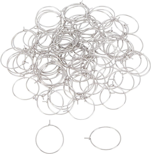 UNICRAFTALE 200pcs 20mm Ear Wine Glass Hypoallergenic Stainless Steel Hoop Earring 0.7mm Pin DIY Earring Wires Findings for Women Hoop Earrings Ma...