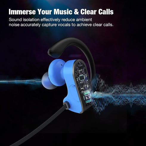 Bluetooth Headphones, Wireless Headphones 16H Playtime Wireless Earbuds with Mic Stereo in-Ear Earphones, IPX7 Waterproof Sports Headphones Sound ...