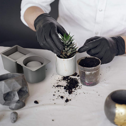 Model for Concrete Flower Pots, Silicone Model Succulent Planter Silicone Mold for DIY Homemade Succulent Plant Pots (7.1 x 2.8 Inch, Round and Sq...