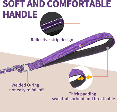 HOMIMP Heavy Duty Dog Leash Chew Proof 4 FT, Reflective Dog Leash for Medium Large Dog, Metal Dog Training Leashes with Soft Padded Handle, Strong...