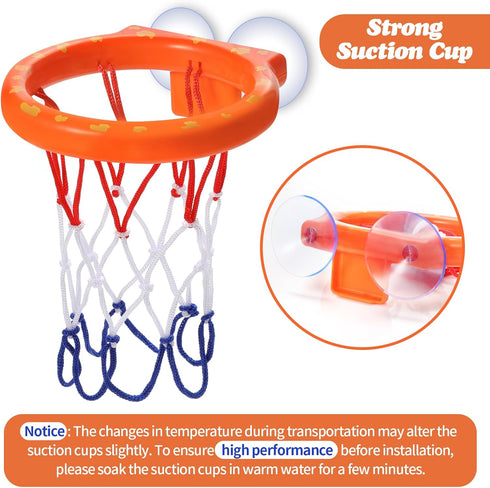 Bath Toys,Mold Free Bath Basketball Hoop for kids Ages 1-3,Bathtub Basketball Hoop for Babies and Toddlers,Strong Suction Cup Basketball Hoop & 4 ...