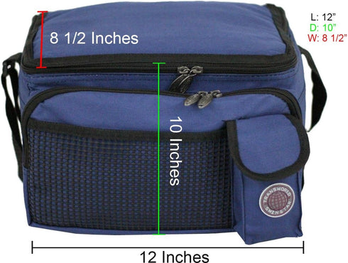 Transworld Durable Deluxe Insulated Lunch Cooler Bag (Many Colors and Size Available) (12"x10"x8 1/2", Navy)...
