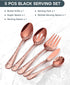 EUIRIO Stainless Steel Copper Serving Utensils Large Serving Spoon Set Serving Fork Slotted Spoon Buffer Knife and Sugar Spoon Kitchen Party Suppl...