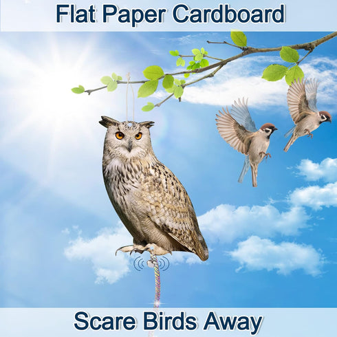 Fake Owls to Keep Birds Away, Bird Scare Devices, Bird Control, Cardboard Garden Decor Outdoor, Hanging Reflectors to Keep Pigeons Away from House...