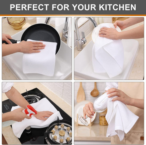 Kitinjoy 100% Cotton Waffle Weave Kitchen Towels, 4-Pack Super Soft and Absorbent Dish Towels for Drying Dishes, Kitchen Hand Towels, 13 in x 28 i...