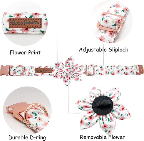 Dog Collar - Pink Dog Collar with Flower for Dogs Flowers Adjustable Dog Collar Girl Pet Gift Dog Collar for Medium Small Large Dogs...