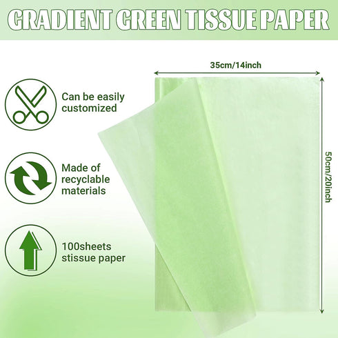 Bolsome 100 Sheets 20 * 14 Inches Metallic Green Tissue Paper for Gift Wrapping, Pearlescent Tissue Paper for Gift Bags for Green Boho Birthday We...