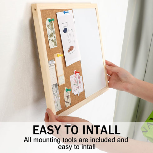 Dry Erase Cork Board Combo, 14.5 x 11 Inches Vision Board Cork and White Board Combo for Office,Wall Mounted Memo Board for Office Home and School...