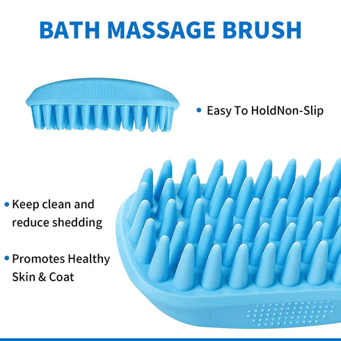 Dog Bath Brush Scrubber Pet Bath Brush Puppy Dog Soap Scrubber for Short Long Haired Dogs and Cats Grooming Cleaning...