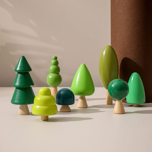 Youuys Wooden Craft Forest Trees Toys, 8 Pcs Finished Scene Mini Tree Kit Craft Set - Cake Topper - for Early Educational Preschool Classroom Proj...